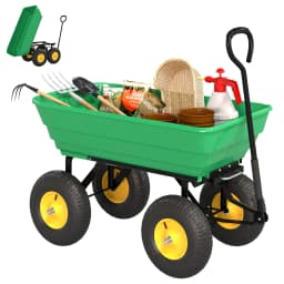 New Garden Heavy Duty Utility 4 Wheel Trolley Cart Dump Wheelbarrow Tipper Truck
