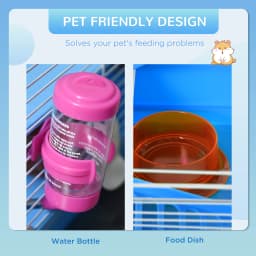 Pawhut 2 Tier Hamster Cage, Gerbil Cage with Exercise Wheels, Tunnel, Tube, Water Bottle, Dishes, Ladder, for Dwarf, Blue
