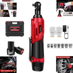 Cordless Electric Ratchet Wrench,12V Power Ratchet Tool Kit 40NM, 3/8'' 90° Angle Wrench