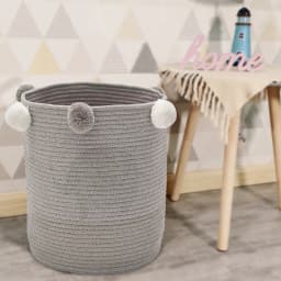 【Lifeideas】Cotton Woven Clothes Storage Basket Laundry Basket Foldable Dirty Clothes Sundries Toys Storages Organizer