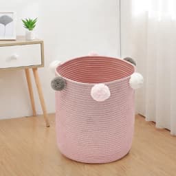 【Lifeideas】Cotton Woven Clothes Storage Basket Laundry Basket Foldable Dirty Clothes Sundries Toys Storages Organizer