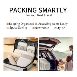 6Pcs Compression Packing Cubes Set for Travel Packing Cubes Compression Compressible Storage Bags for Carry On and Suitcases