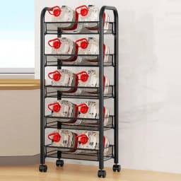 5 Tier Metal Mesh Storage Basket with 360 Degree Wheels, Fruit Vegetable Basket Storage Organizer for Kitchen, Pantry, Bathroom