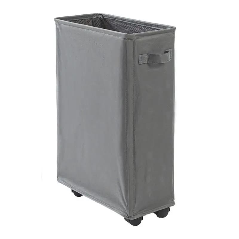 Flodable Laundry Baskets Large Slim Folding Hamper On Wheels 42L Freestanding Narrow Corner Bin With Handle Dirty Clothes