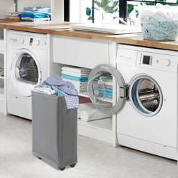 Flodable Laundry Baskets Large Slim Folding Hamper On Wheels 42L Freestanding Narrow Corner Bin With Handle Dirty Clothes