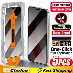 5Pcs Dust Proof Installation Privacy Screen Protector For iPhone 16 15 14 11 12 13 17 Pro Max XS XR X 7 8 16 Plus Anti-spy Glass