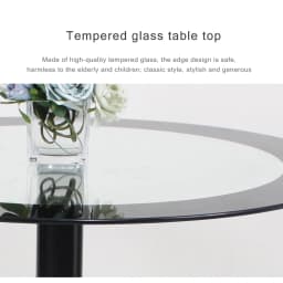 Black Dining Table and Chairs Set of 4, Round Tempered Glass Table with High Back PU Leather Chairs