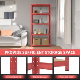 180CM HEIGHT 4 COLORS 5-Tier Shelving Unit Heavy Duty Shelving Unit for Storage Tool-Free Assembly Capacity 1925LBS