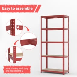 180CM HEIGHT 4 COLORS 5-Tier Shelving Unit Heavy Duty Shelving Unit for Storage Tool-Free Assembly Capacity 1925LBS
