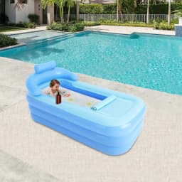 Foldable Inflatable PVC Bathtub with Seat Cushion Home Swimming Pool 160*84*64cm Children's Bathtub