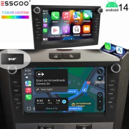 ESSGOO Black Carplay For Opel/Vauxhall Corsa D Astra H Zafira Android 14 GPS NAVI AI Voice Control 7” Car Stereo WIFI BT SWC RDS