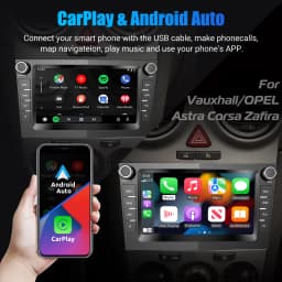 ESSGOO Black Carplay For Opel/Vauxhall Corsa D Astra H Zafira Android 14 GPS NAVI AI Voice Control 7” Car Stereo WIFI BT SWC RDS