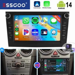 ESSGOO Black Carplay For Opel/Vauxhall Corsa D Astra H Zafira Android 14 GPS NAVI AI Voice Control 7” Car Stereo WIFI BT SWC RDS