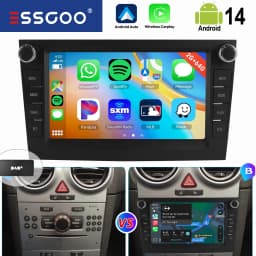 ESSGOO Black Carplay For Opel/Vauxhall Corsa D Astra H Zafira Android 14 GPS NAVI AI Voice Control 7” Car Stereo WIFI BT SWC RDS