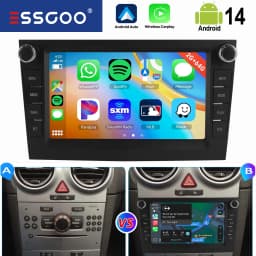 ESSGOO Black Carplay For Opel/Vauxhall Corsa D Astra H Zafira Android 14 GPS NAVI AI Voice Control 7” Car Stereo WIFI BT SWC RDS