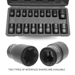 17pc 3/8" & 1/2" Torx Star Socket Set E Type Impact Socket E5 E6 E7 E8 E10 E11 E12 E14 E16 E18 E20 E22 E24 Car Repair Tools