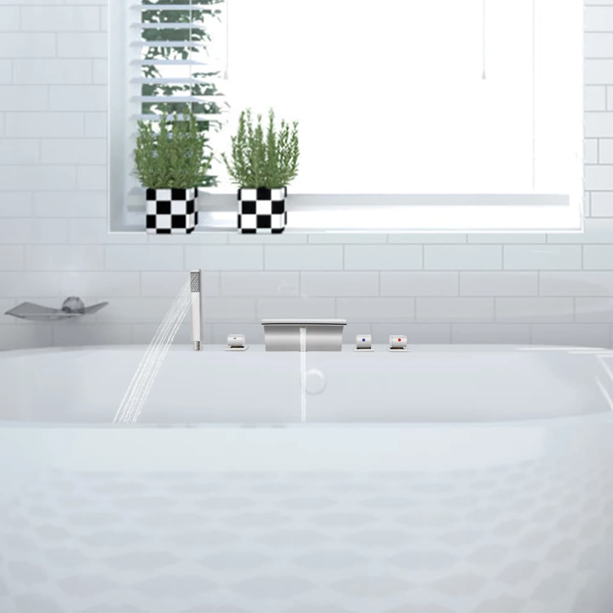 Chrome Bathroom Faucets Waterfall Bathroom Sink Faucet Modern Single Handle Bathroom Faucet with Deck Plate and Pop-Up Drain