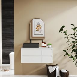 HOMCOM Arch Bathroom Mirror, Wall Mirror with Steel Frame, 50 x 70cm, Black