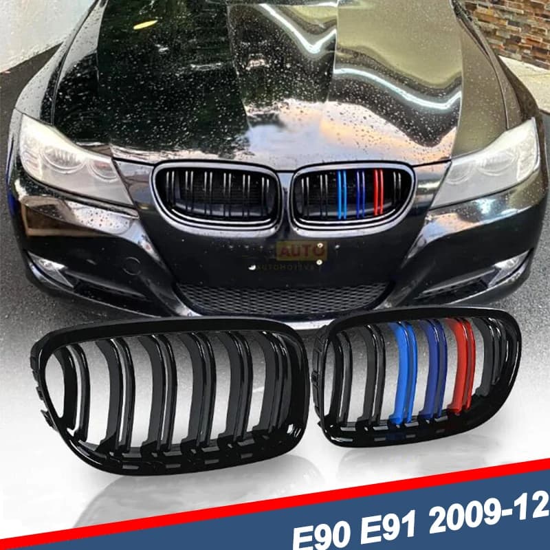 For BMW E90 E91 4DR LCI 323i 325i 328i 2009 -2011 M-Color Front Bumper Kidney Grill