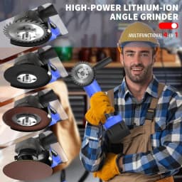 21V Brushless Angle Grinder Tool w/ 3.0Ah Battery & Charger,Gloves,Goggles,for Cutting, Grinding