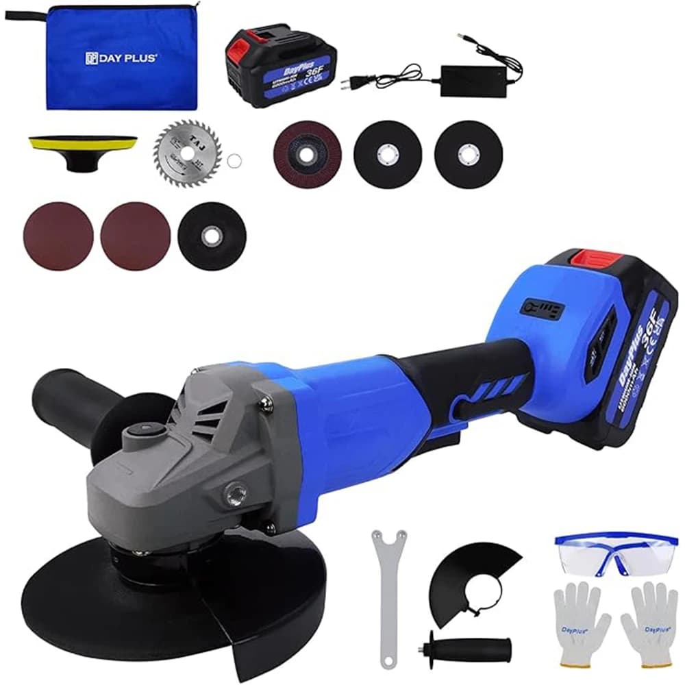 21V Brushless Angle Grinder Tool w/ 3.0Ah Battery & Charger,Gloves,Goggles,for Cutting, Grinding