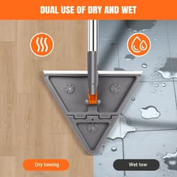Triangular Spin Mop,180° Swivel & 90° Folding for Tight Spaces Cleaning Tool,Super Absorbent Microfiber,Non-Slip Sponge Grip