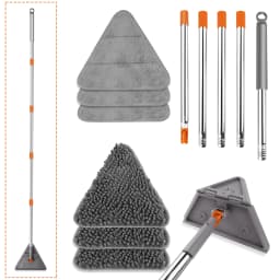 Triangular Spin Mop,180° Swivel & 90° Folding for Tight Spaces Cleaning Tool,Super Absorbent Microfiber,Non-Slip Sponge Grip