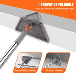Triangular Spin Mop,180° Swivel & 90° Folding for Tight Spaces Cleaning Tool,Super Absorbent Microfiber,Non-Slip Sponge Grip