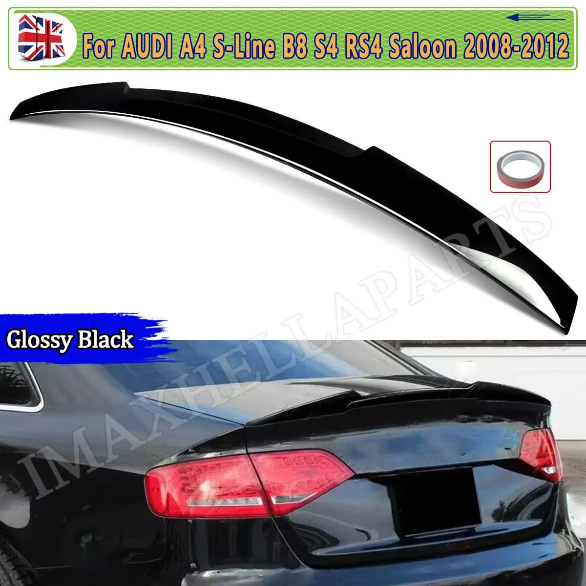Trunk Spoiler For Audi A4 B8 8K2 S4 RS4 S-line Saloon 2008 2009 2010 2011 2012 Gloss Black Rear M4 Style Boot Lip Spoiler Wing