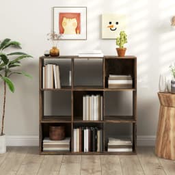 HOMCOM 9 Cube Storage Unit Cabinet Bookcase Display Shelves, Rustic Brown