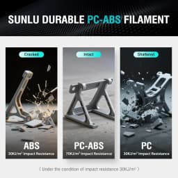SUNLU 1.75mm PC-ABS 3D Printer Filament 1KG,High Temp 102°C, Impact 70KJ/m², NO Bubble, ±0.03mm ,Paintable,Electroplatable