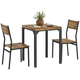 HOMCOM 3 Pcs Compact Dining Table 2 Chairs Set Rustic Brown