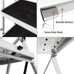 Stepladder 4 Tread Step Ladders Steel Heavy Duty Folding Stool with Anti-Slip Mat for Home Garden Works Indoor Outdoor
