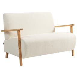 HOMCOM 2 Seater Sofa, Fabric Modern Loveseat for Living Room, Cream