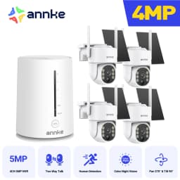 ANNKE 4MP Battery WiFi Security Camera PT Auto Tracking Color Night Vision Wireless IP Camera 4CH Security System