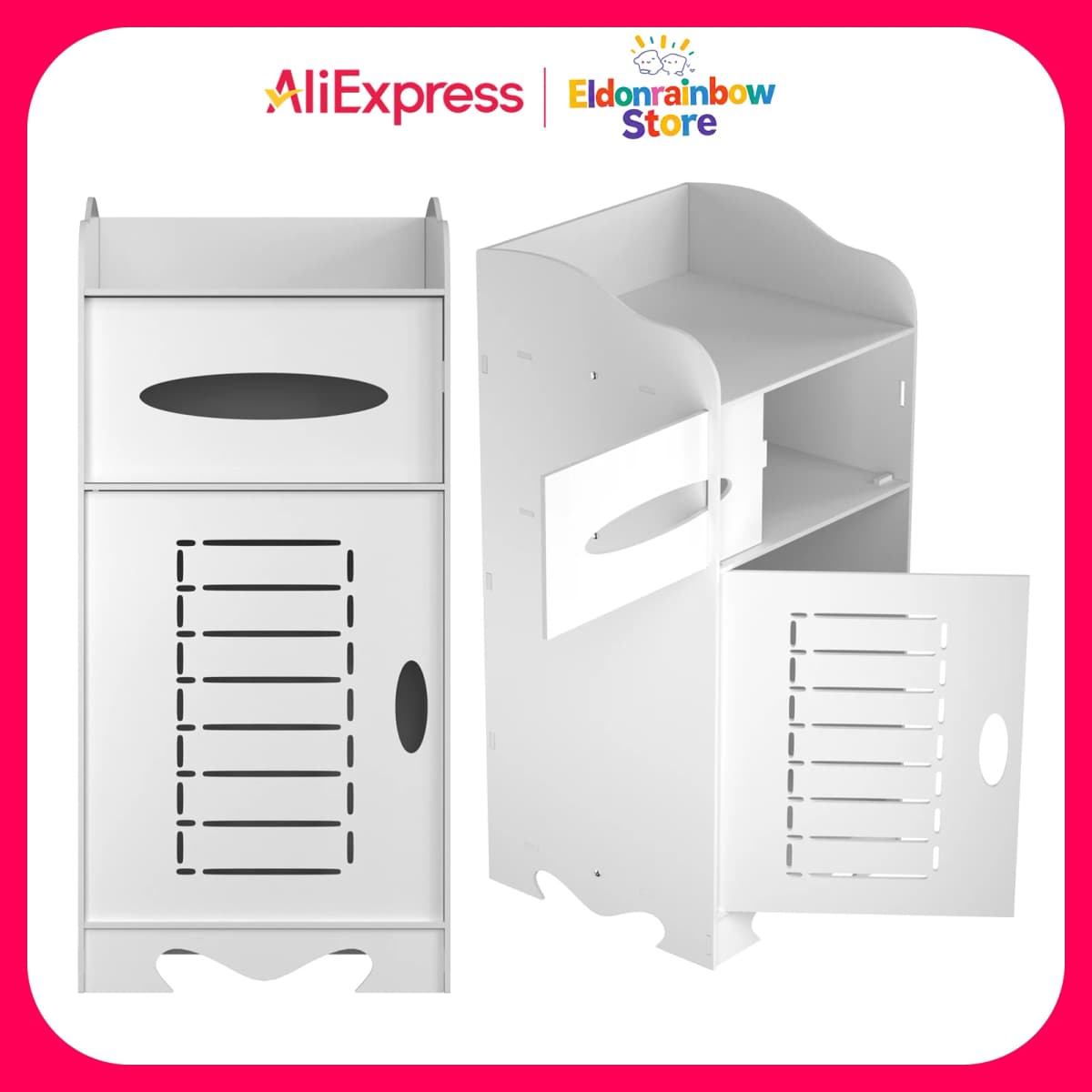 2-Tier PVC Bathroom Cabinet, Freestanding Waterproof Moisture-Proof Storage Unit for Bathroom & Bedroom, Easy Install