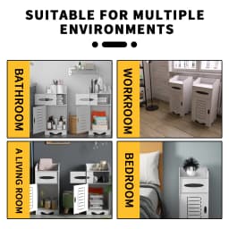 2-Tier PVC Bathroom Cabinet, Freestanding Waterproof Moisture-Proof Storage Unit for Bathroom & Bedroom, Easy Install