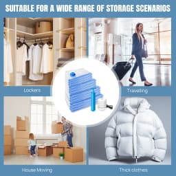 Clothes Storage Bag,12 Vacuum Bags, Multi-Purpose Plastic Bag, For Clothes, Bedding, Dormitories, Moving,Reusable