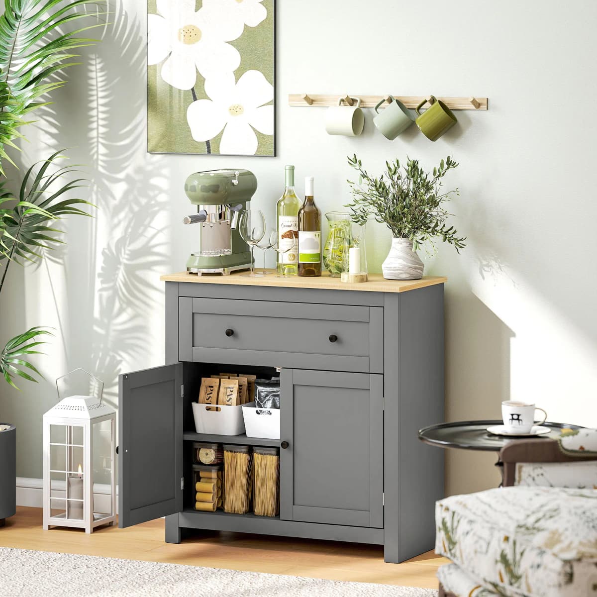 HOMCOM Sideboard Storage Cabinet with Adjustable Shelf, Drawer