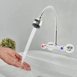 Wall Mounted Faucet 360° Rotating Hot and Cold Water Mixer Kitchen Sink Faucet 2 Spray Modes G 1/2" Interface