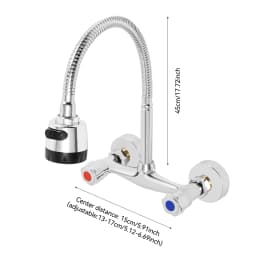Wall Mounted Faucet 360° Rotating Hot and Cold Water Mixer Kitchen Sink Faucet 2 Spray Modes G 1/2" Interface