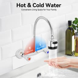 Wall Mounted Faucet 360° Rotating Hot and Cold Water Mixer Kitchen Sink Faucet 2 Spray Modes G 1/2" Interface