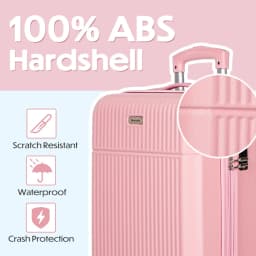 21" Carry on Suitcase ABS Lightweight Hard Shell Small Trolley, Travel Cabin Luggage with 4 Double Spinner Wheels & TSA Lock