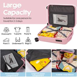 21" Carry on Suitcase ABS Lightweight Hard Shell Small Trolley, Travel Cabin Luggage with 4 Double Spinner Wheels & TSA Lock