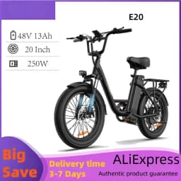 E20 Adult Electric Bicycle 250W Motor Ebike 48V 13Ah Battery Commute Electric Bike 20-inch Fat Tire City E-bike