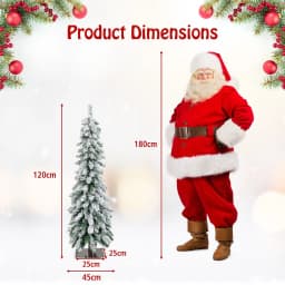 DORTALA 4FT Pre-Lit Artificial Christmas Tree Flocked Slim XmasTree 11 Modes Light Color