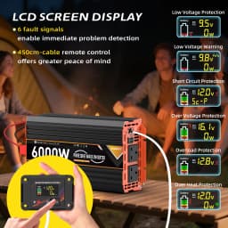 UK Pure Sine Wave Power Inverter 6000W DC 12V/24V To AC 240V LCD Display 30W USB type-C Remote Control Converter car Transformer
