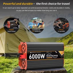 UK Pure Sine Wave Power Inverter 6000W DC 12V/24V To AC 240V LCD Display 30W USB type-C Remote Control Converter car Transformer