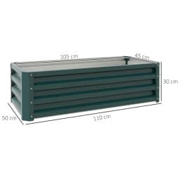 Outsunny Galvanised Raised Beds for Garden Set of 2, Outdoor Elevated Planter Box, Easy-to-assemble, Green