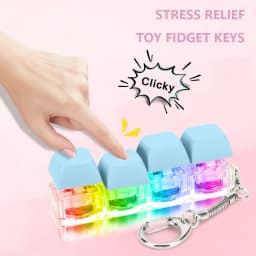 4 Keys Button Keycap Fidget Keychain Keyboard Key Toy Keyboard Clicker Toy Keyboard Cube Toy for Adult Gifts To Relief Pass Time